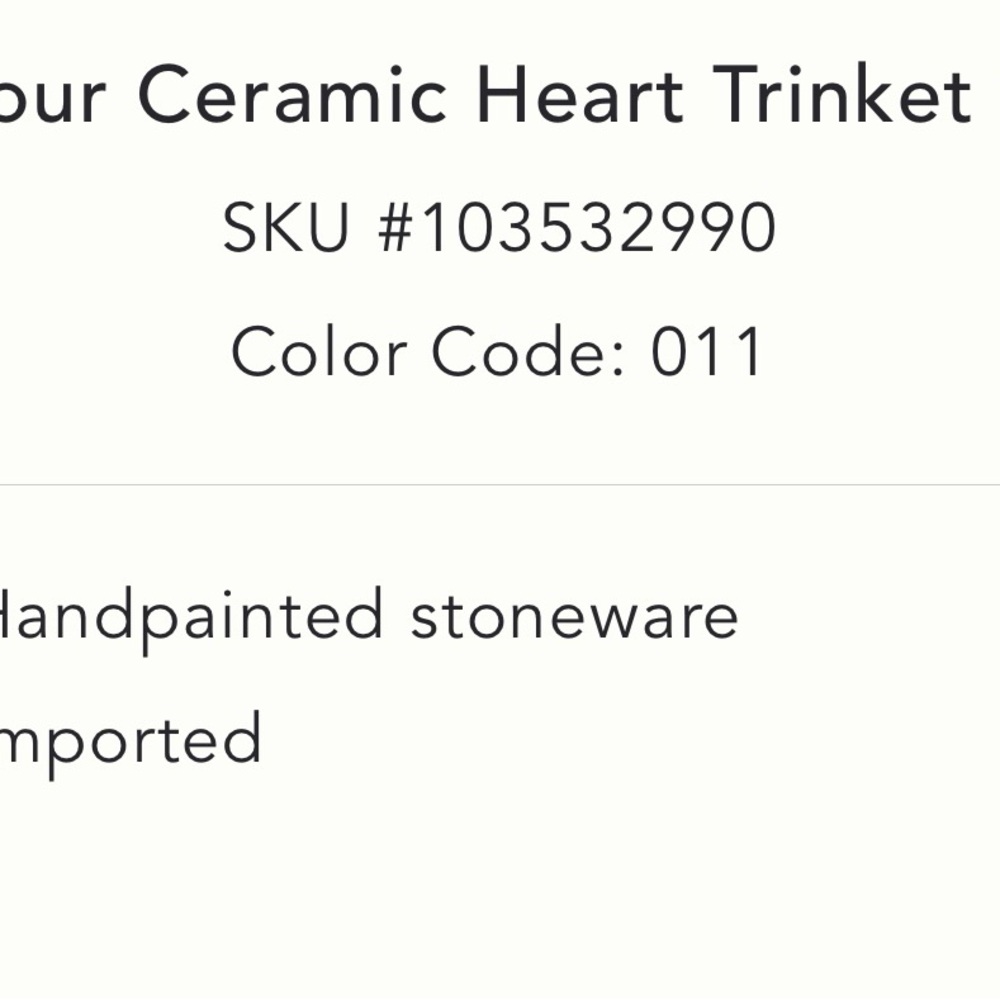 New! NWT Anthropologie Amour Ceramic Heart Trinket Box - Picture 3 of 7